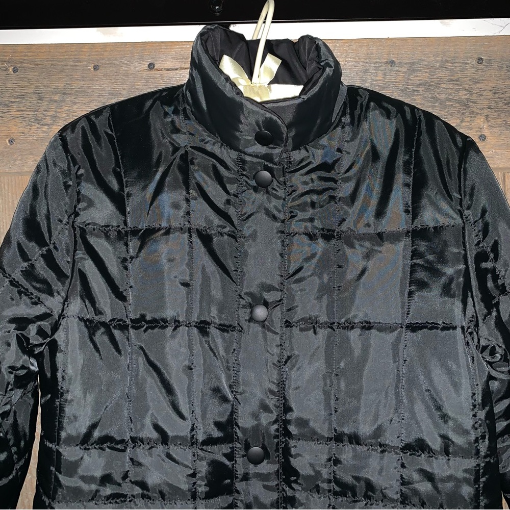 Women’s S Designer GUY LAROCHE STUDIO Black Quilted Reversible Snap Down Coat EC - Picture 3 of 16
